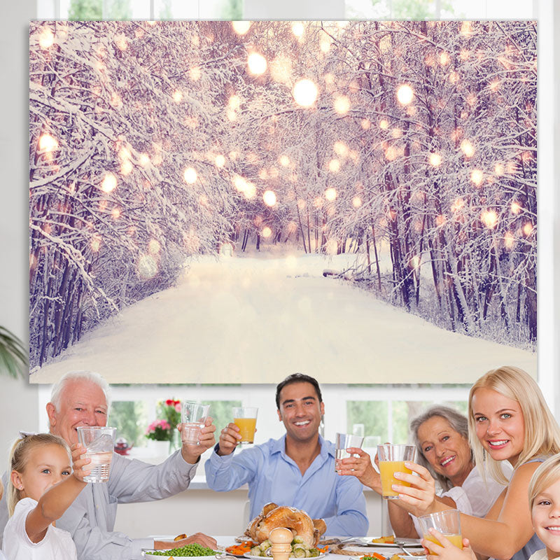 Lofaris Bokeh White Snowy Way In The Forest Winter Backdrop