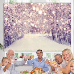 Lofaris Bokeh White Snowy Way In The Forest Winter Backdrop