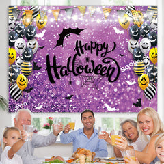 Lofaris Boo Balloons And Purple Bokeh Happy Halloween Backdrop