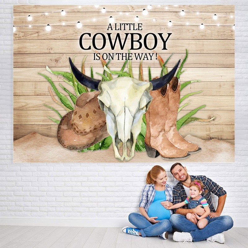 Lofaris A Little CowBoy Is On The Way Baby Shower Backdrop