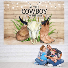 Lofaris A Little CowBoy Is On The Way Baby Shower Backdrop