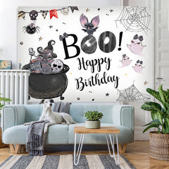 Lofaris Boo! Halloween Themed Birthday Party Backdrop for Girls