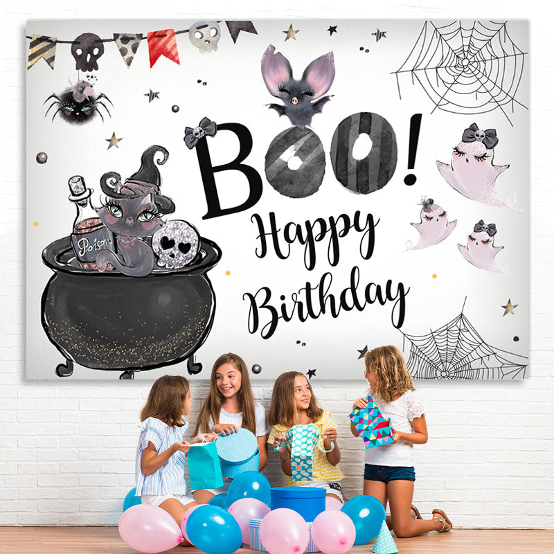 Lofaris Boo! Halloween Themed Birthday Party Backdrop for Girls
