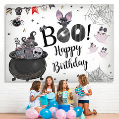 Lofaris Boo! Halloween Themed Birthday Party Backdrop for Girls