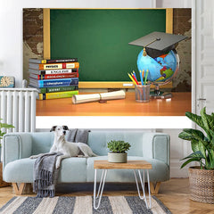 Lofaris Book globe and green blackboard back to school backdrop