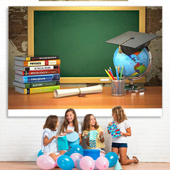 Lofaris Book globe and green blackboard back to school backdrop