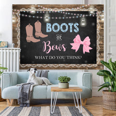 Lofaris Boots and Bows Cute Wood Baby Shower Backdrop