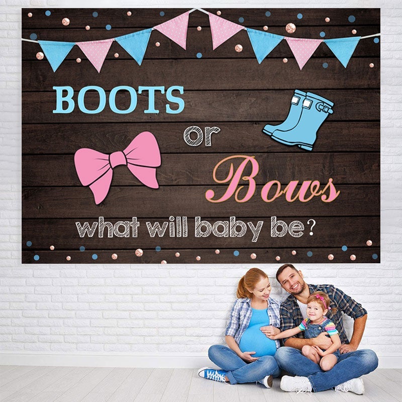 Lofaris Boots or Bows Gender Reveal Backdrop for Baby Shower