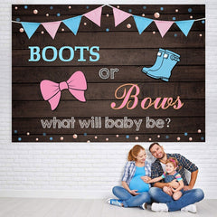 Lofaris Boots or Bows Gender Reveal Backdrop for Baby Shower