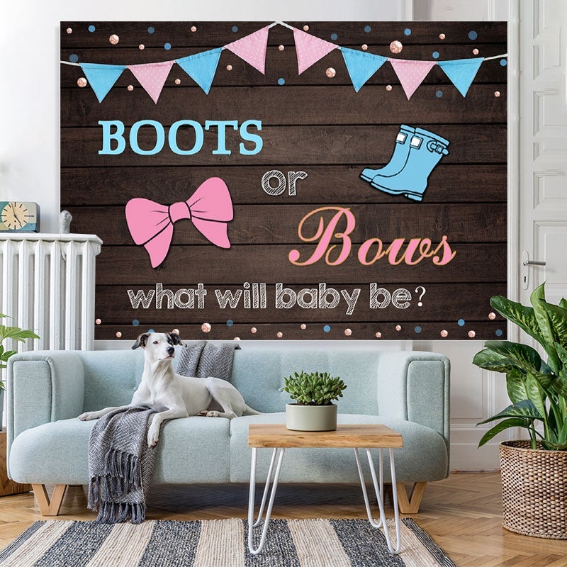 Lofaris Boots or Bows Gender Reveal Backdrop for Baby Shower