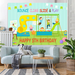 Lofaris Bounce Climb Slide And Play Happy 5Th Birthday Backdrop
