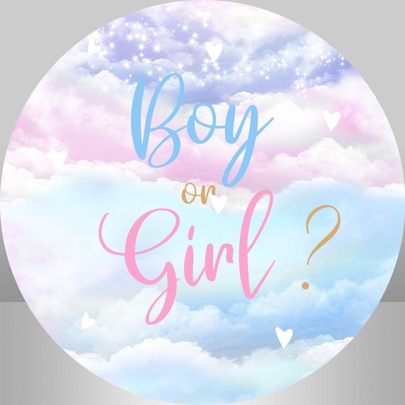 Lofaris Cute Gender Reveal Round Baby Shower Backdrop