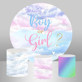 Lofaris Cute Gender Reveal Round Baby Shower Backdrop