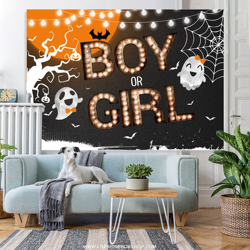 Lofaris Boy Or Girl Halloween Theme Gender Reveal Backdrop