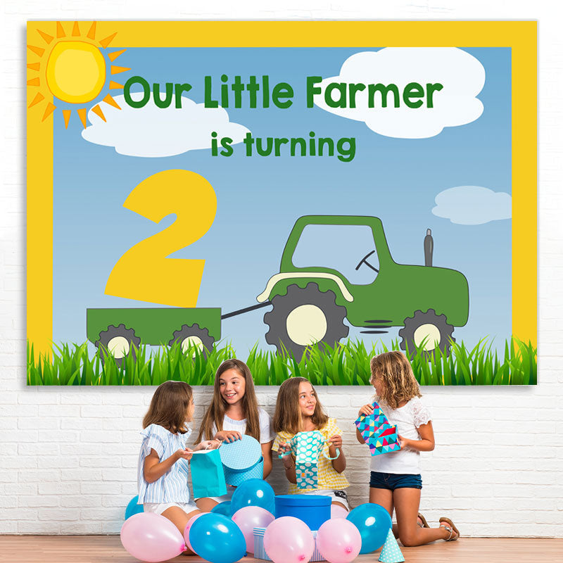 Lofaris Boys 2Nd Birthday Backdrop Farmer