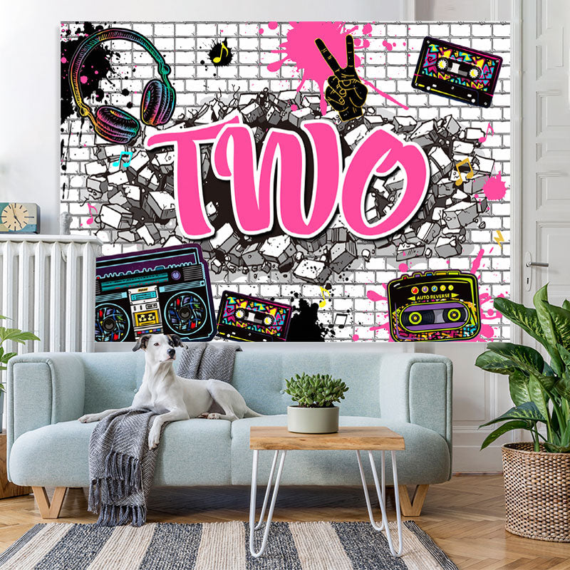 Lofaris Bricks And Radio 2nd Birthday Party Backdrop For Boy