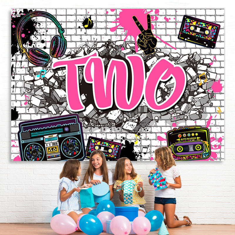 Lofaris Bricks And Radio 2nd Birthday Party Backdrop For Boy