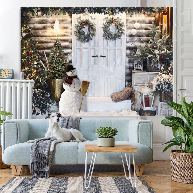 Lofaris Bright And White Christmas Trees Outside The Door