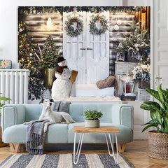 Lofaris Bright And White Christmas Trees Outside The Door