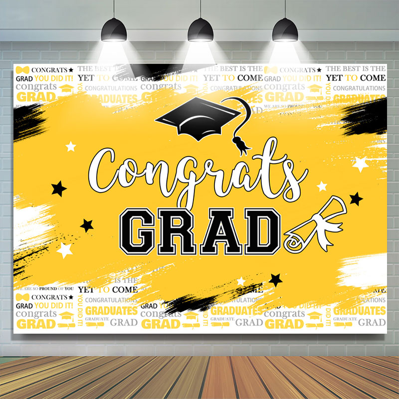 Lofaris Bright Color Graffiti Congrats Grad Party Backdrop