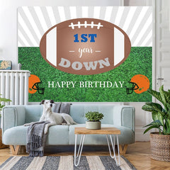 Lofaris Brown Ball And Grassland 1st Happy Birthday Backdrop