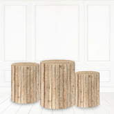 Lofaris Brown Color Plinth Cover Wood Block Pattern Cake Table