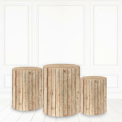 Lofaris Brown Color Plinth Cover Wood Block Pattern Cake Table