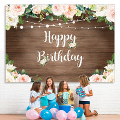 Lofaris Brown Floor Flowers Wall Backdrop for Newborn Birthday