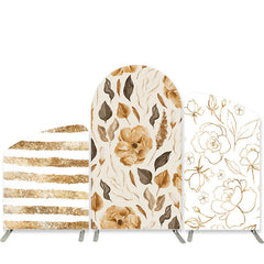 Lofaris Brown Flower Stripe Happy Birthday Arch Backdrop Kit