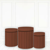 Lofaris Brown Stripe Cylinder Cover Printed Fabric Pillar Wrap