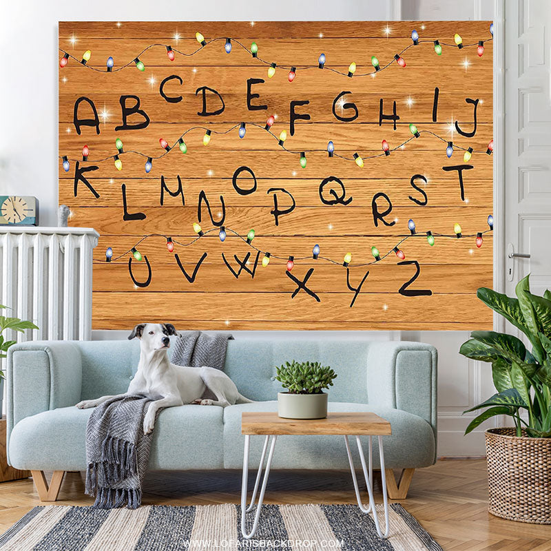 Lofaris Brown Wood And Colourful String Letter Birthday Backdrop
