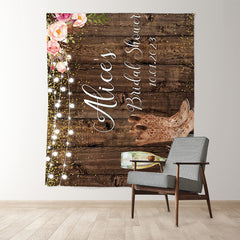 Lofaris Brown Wood Boots And Bubbly Bridal Shower Backdrop