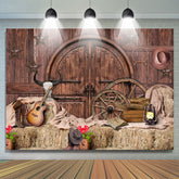 Lofaris Brown Wooden And Western Cowboy Birthday Party Backdrop
