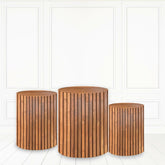 Lofaris Brown Wooden Plinth Cover Narrow Wood Block Cake Table