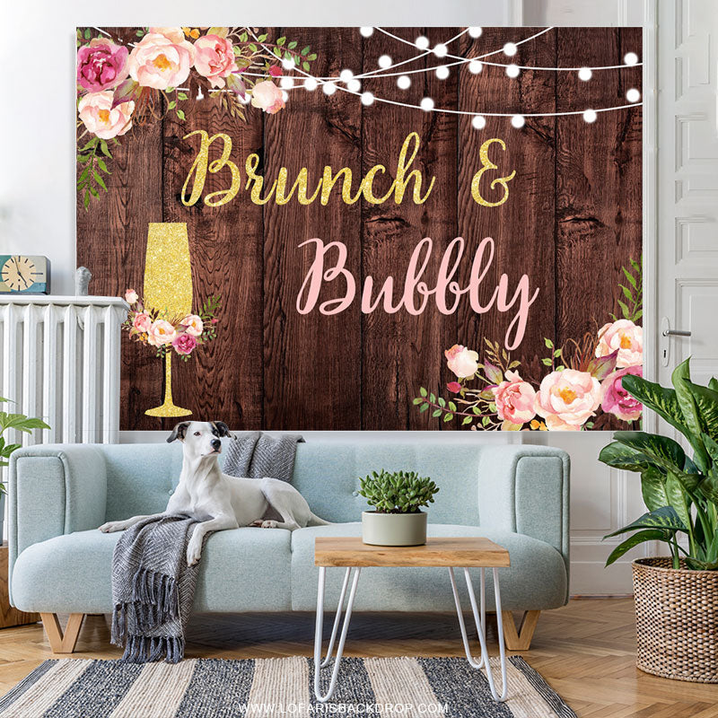 Lofaris Brunch And Bubbly Girls Day Wooden Party Backdrop