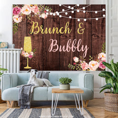 Lofaris Brunch And Bubbly Girls Day Wooden Party Backdrop