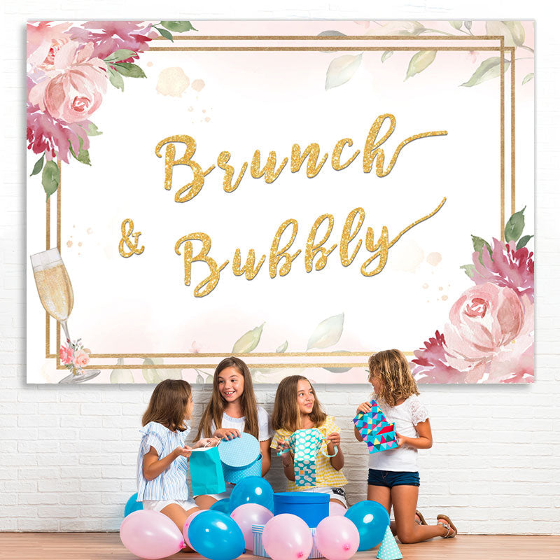 Lofaris Brunch and Bubbly Golden Pink Backdrop for Girl