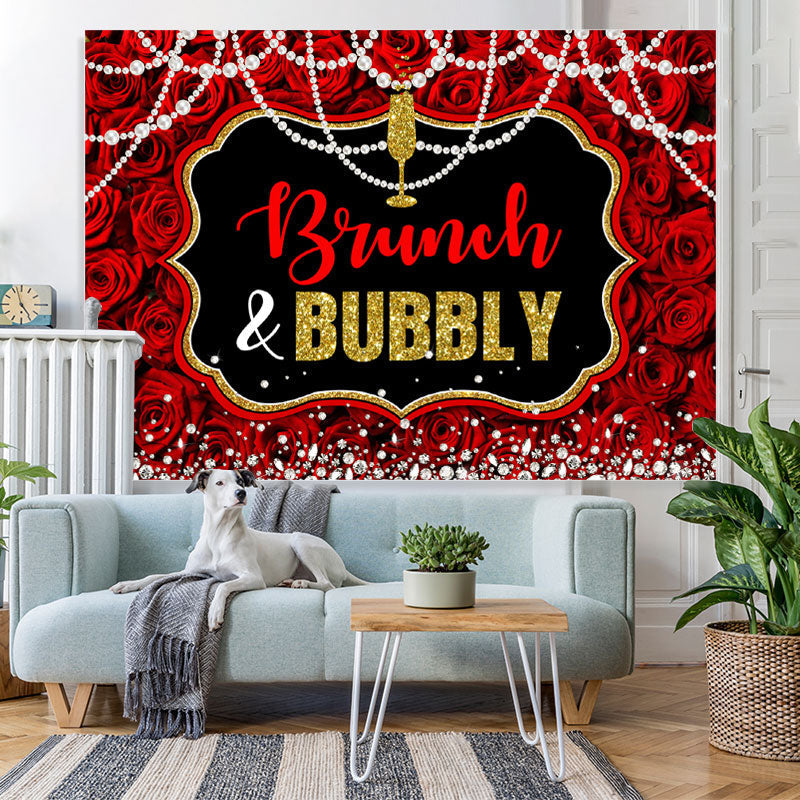 Lofaris Brunch and Bubbly Red Rose Gorgeous Tea Partybackdrop