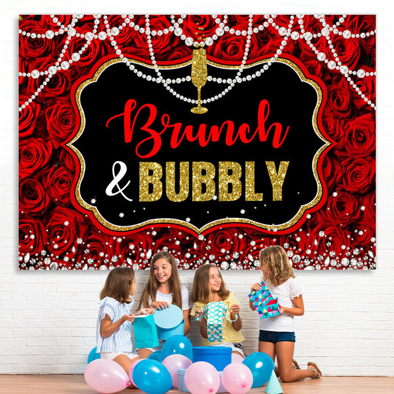 Lofaris Brunch and Bubbly Red Rose Gorgeous Tea Partybackdrop