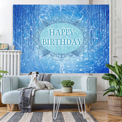 Lofaris Bule And Glitter Crystal Above Sea Birthday Backdrop