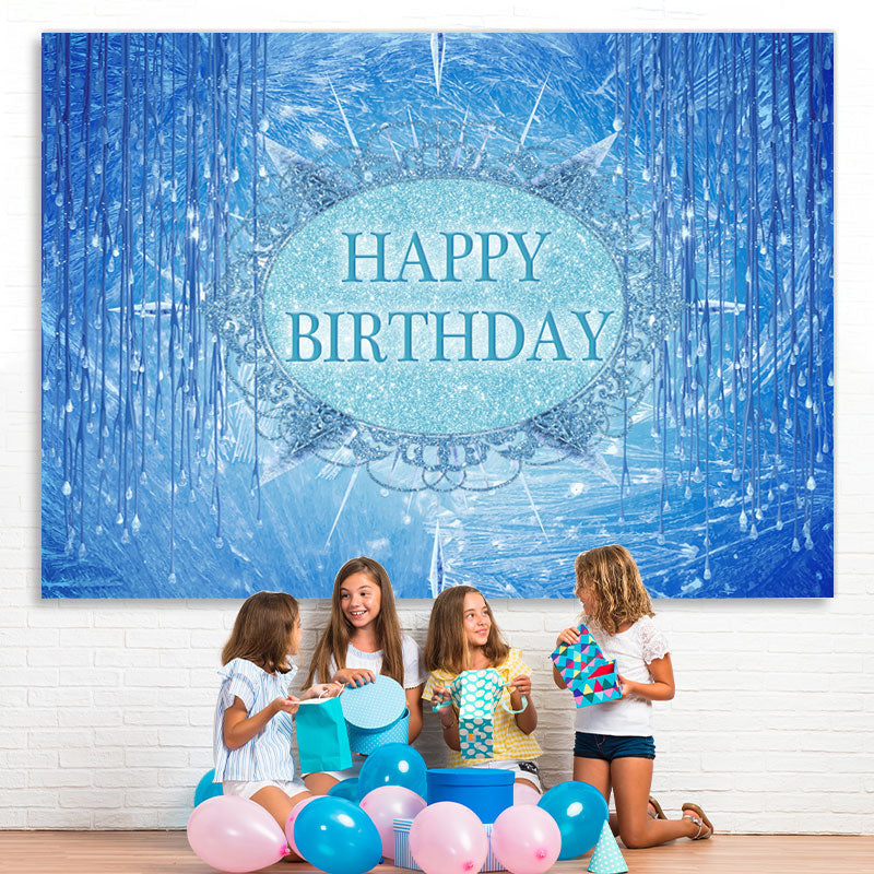 Lofaris Bule And Glitter Crystal Above Sea Birthday Backdrop