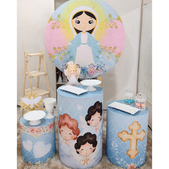 Lofaris Bule And Pink Baby Shower Circle Party Backdrop Kit