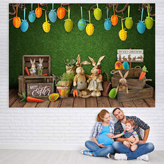 Lofaris Bunny Crossing And Wood Box Green Baby Shower Backdrop