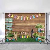 Lofaris Bunny Rabbit Colorful Eggs Grass Floral Easter Backdrop