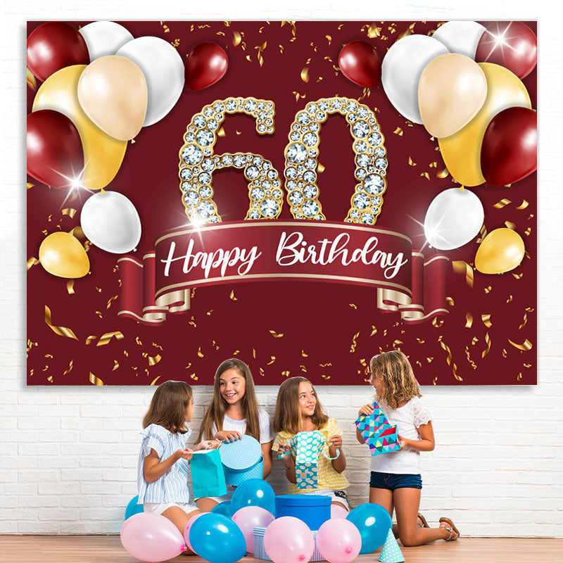 Lofaris Burgundy And Gold Balloon Happy 60Th Birthday Backdrop