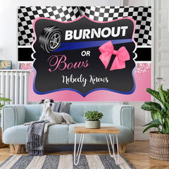 Lofaris Burnout Or Bows Black and Pink Baby Shower Backdrop