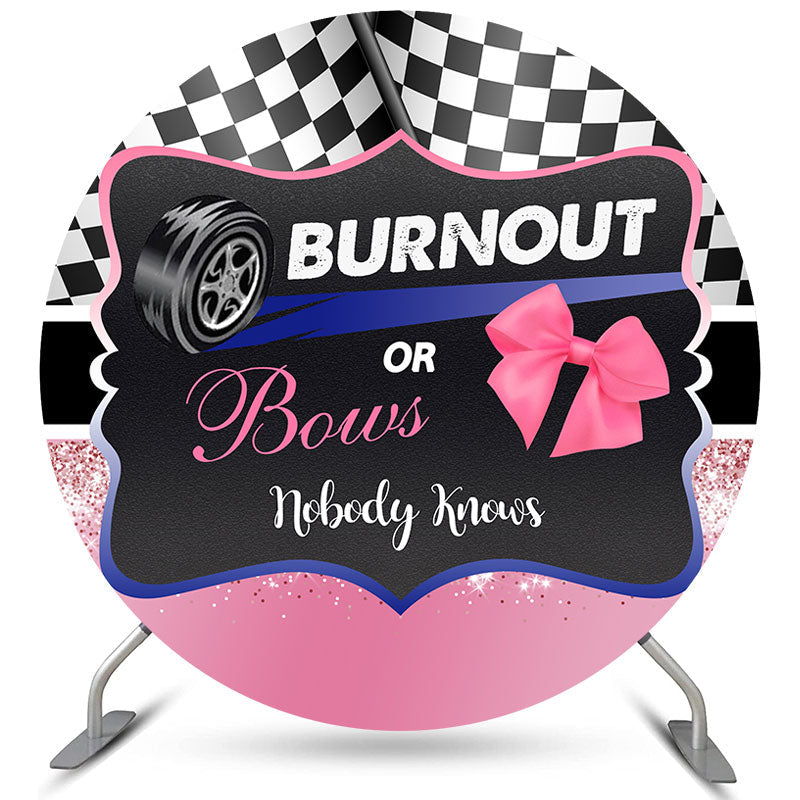 Lofaris Burnout Or Bows Round Black Pink Baby Shower Backdrop