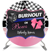 Lofaris Burnout Or Bows Round Black Pink Baby Shower Backdrop