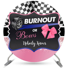Lofaris Burnout Or Bows Round Black Pink Baby Shower Backdrop