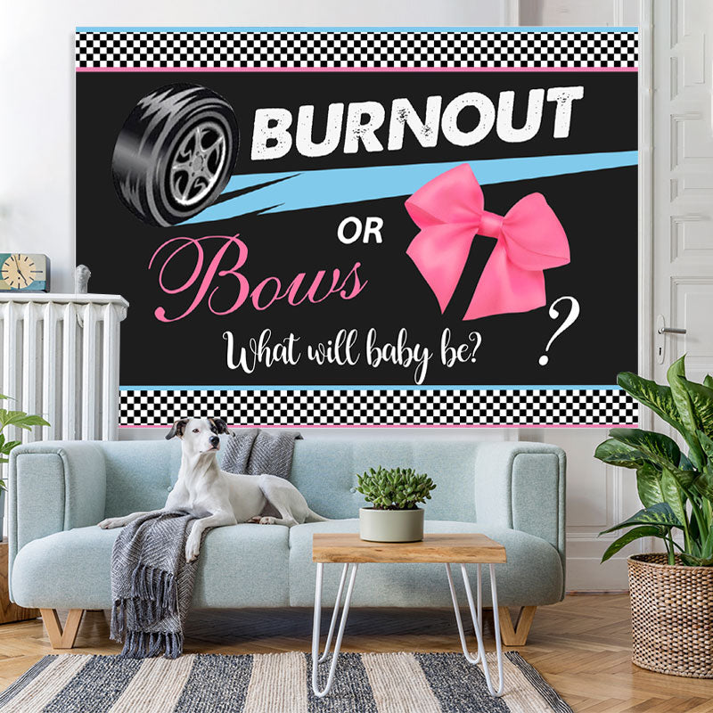 Lofaris Burnout Or Bows What Will Baby Be Shower Backdrop